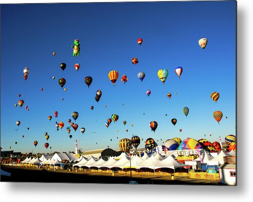 Albuquerque Metal Print featuring the photograph Rise - Albuquerque Hot Air Balloon Festival. New Mexico by Earth And Spirit