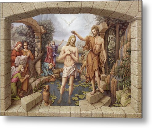 Christian Art Metal Print featuring the painting The Baptism of Christ by Kurt Wenner