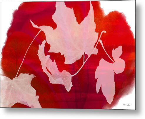 Red Metal Print featuring the mixed media The Falling Leaves by Moira Law