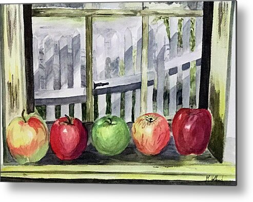 Fruit Metal Print featuring the painting An apple a day by Genevieve Holland