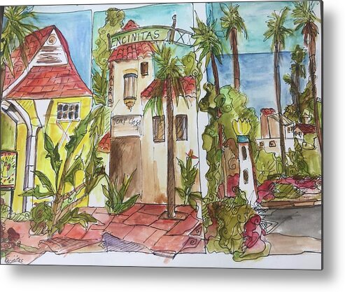 Landscape Metal Print featuring the painting Three Encinitas spots by Michelle Gonzalez