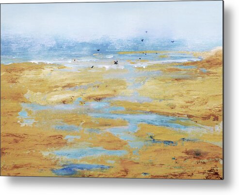 Abstract Metal Print featuring the painting Tidal Pools by Sharon Williams Eng