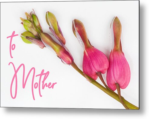 Bleeding Heart Metal Print featuring the mixed media To Mother by Moira Law