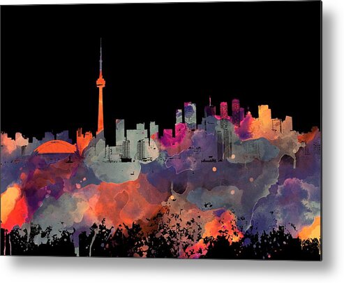 Toronto Metal Print featuring the mixed media Toronto Ontario Canada black skyline Design 251 by Lucie Dumas