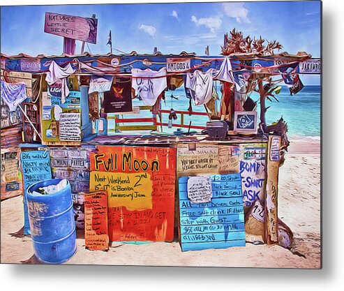 Bar Metal Print featuring the photograph Tortola Beach Bar by Karen Sirnick