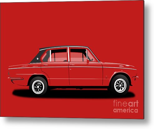 Sports Car Metal Print featuring the digital art Triumph Dolomite Sprint. Cherry Red Edition. Customisable to YOUR colour choice. by Moospeed Art