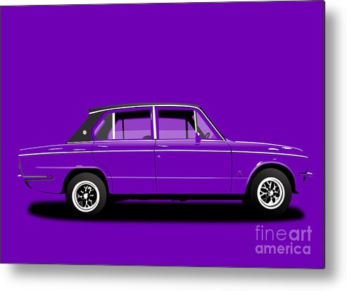 Sports Car Metal Print featuring the digital art Triumph Dolomite Sprint. Purple Edition. Customisable to YOUR colour choice. by Moospeed Art