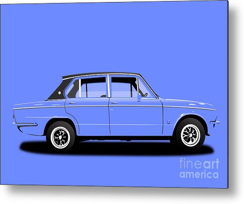 Sports Car Metal Print featuring the digital art Triumph Dolomite Sprint. Sky Blue Edition. Customisable to YOUR colour choice. by Moospeed Art