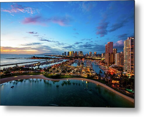 Hawaii Metal Print featuring the photograph Twilight Waikiki by Anthony Jones