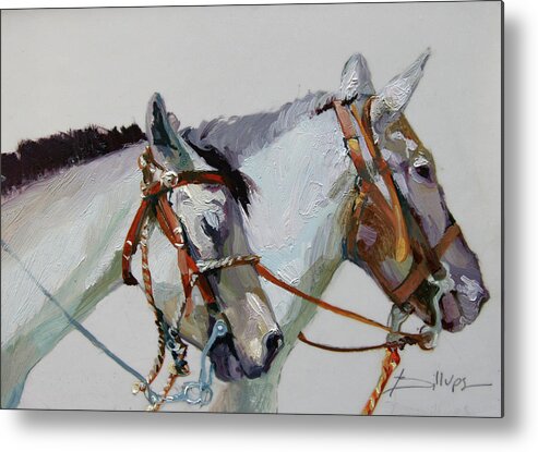 Horse Paintings Metal Print featuring the painting Two of a Kind by Elizabeth - Betty Jean Billups