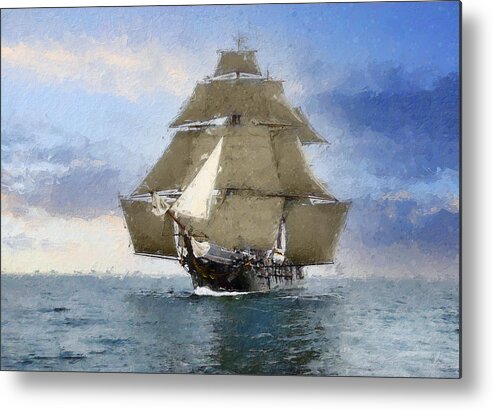 Sailing Ship Metal Print featuring the digital art Unfurled by Geir Rosset