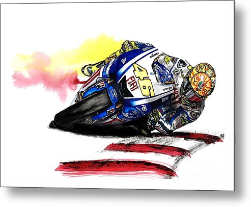 The Doctor Metal Print featuring the painting Valentino Rossi The Doctor - an Original Watercolor Painting by Moospeed Art