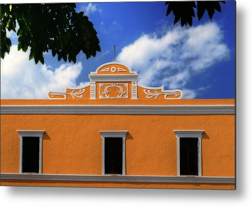 Valladolid Metal Print featuring the photograph Valladolid Colors - skyline of a bright yellowish building facade in downtown Valladolid by Peter Herman