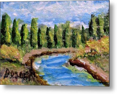 Landscape Metal Print featuring the painting Pine River by Gregory Dorosh