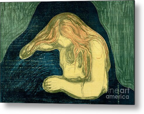 Love And Pain Metal Print featuring the painting Vampire, Munch, Edvard by Edvard Munch