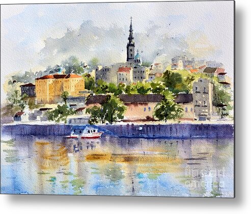 Sava Metal Print featuring the painting Vignete of old Belgrade 25x36cm 2020 by Nenad Kojic Watercolours
