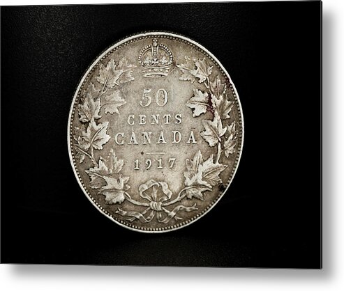 Coin Metal Print featuring the photograph Vintage 1917 Canadian Coin by Amelia Pearn