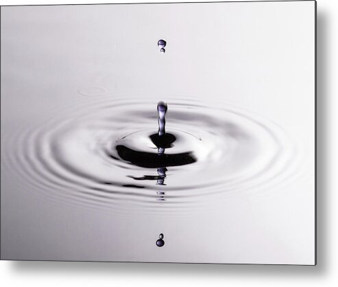 Close Up Metal Print featuring the photograph Water Drops Splash Down Purple by Amelia Pearn