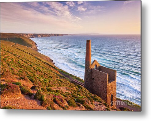 Wheal Coates Metal Print featuring the photograph Wheal Coates abandoned cornish tin mine near St Agnes, Cornwall, England by Neale And Judith Clark