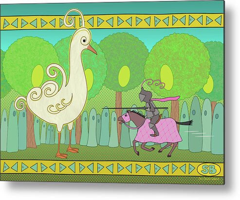 Goose Metal Print featuring the digital art White Goose by Susan Bird Artwork