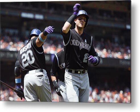 San Francisco Metal Print featuring the photograph Wilin Rosario and Troy Tulowitzki by Thearon W. Henderson