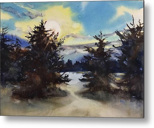 Landscape Metal Print featuring the painting Winter Trees by Judith Levins