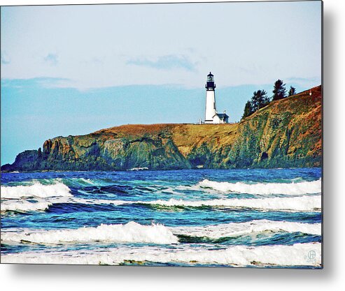 Yaquina Head Metal Print featuring the digital art Yaquina Head by Gary Olsen-Hasek