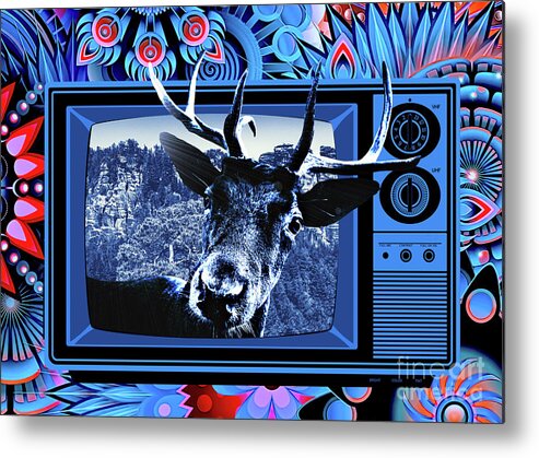 Deer Metal Print featuring the digital art You are looking at me? by Chris Bee