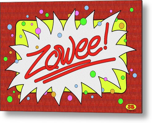 Red Metal Print featuring the digital art Zowee by Susan Bird Artwork