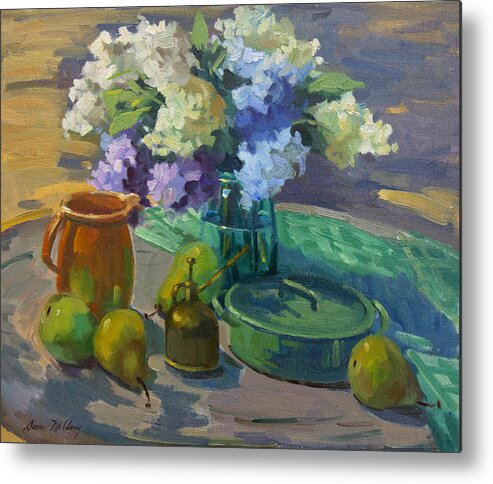 Lilacs Metal Print featuring the painting Lilacs Harmony in Green by Diane McClary
