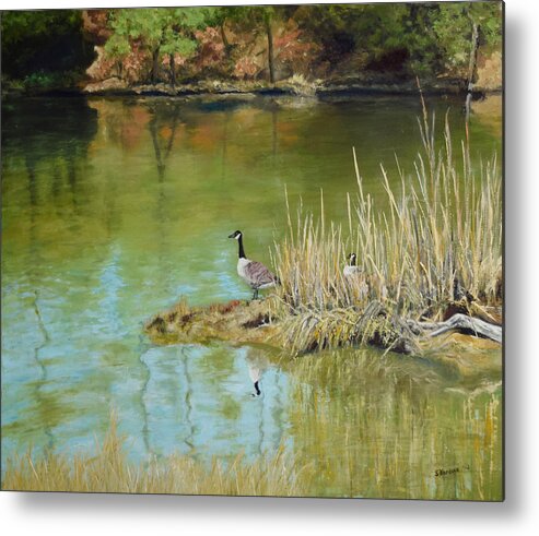 Landscape Metal Print featuring the painting The Lookout #1 by Sandra Nardone