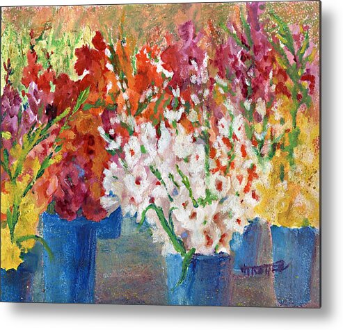 Floral Metal Print featuring the painting A Gladiola Party by Jimmie Trotter