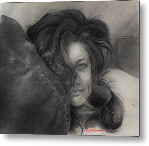 Portraits Metal Print featuring the drawing Cherie by Dana Newman