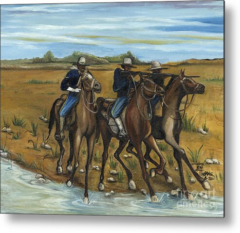 Buffalo Soldier Painting Metal Print featuring the painting The Cavalry by Toni Thorne