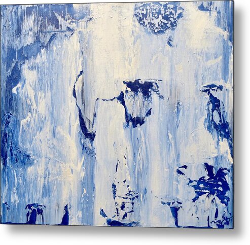 Blue White Art Metal Print featuring the painting Blue Ice No. 2 by J Loren Reedy