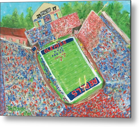 Ole Miss Metal Print featuring the painting A Big Win in Oxford Ole Miss Alabama Game by Tay Morgan