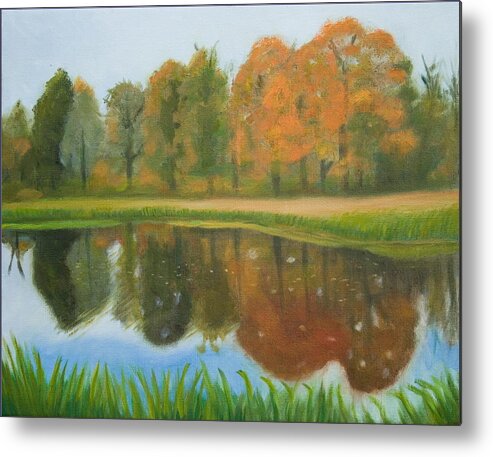 Landscape Metal Print featuring the painting Autumn Reflections by Stephen Degan