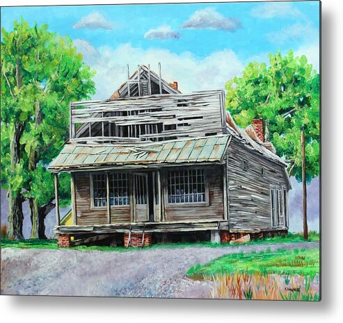 Farms Metal Print featuring the painting Commissary at Woodburn Plantation near Inverness MS by Karl Wagner