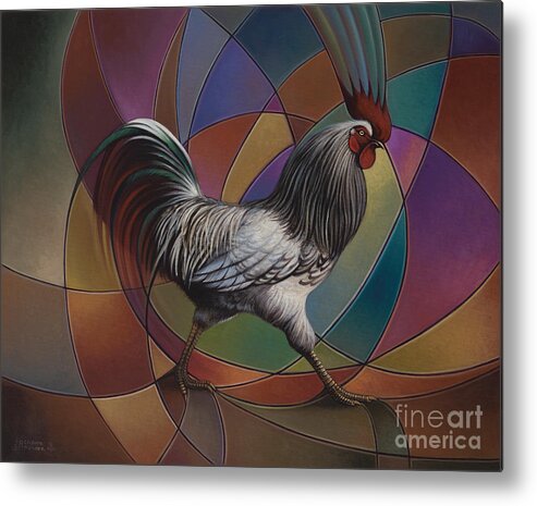 Rooster Metal Print featuring the painting Espolones or Spurs by Ricardo Chavez-Mendez