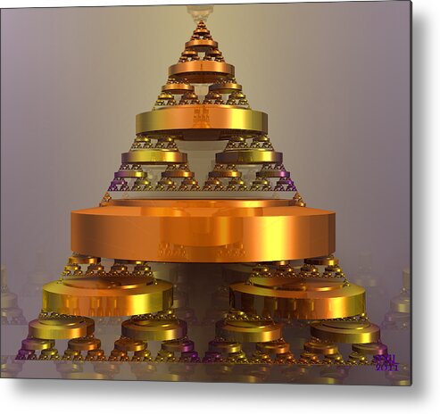 Computer Metal Print featuring the digital art Golden Pyramid by Manny Lorenzo