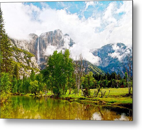 Yosemite Falls Metal Print featuring the digital art Heaven's Door Above Yosemite Falls by Steven Barrows