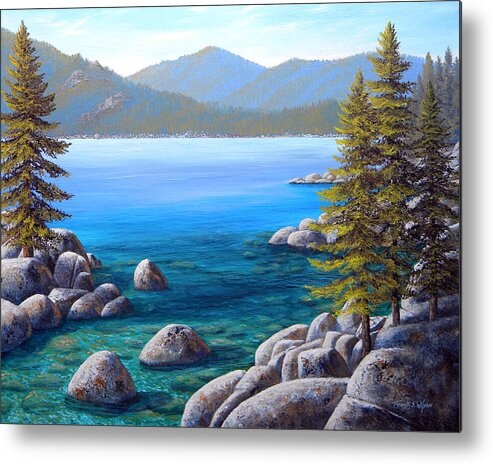 Lake Tahoe Metal Print featuring the painting Lake Tahoe Inlet by Frank Wilson