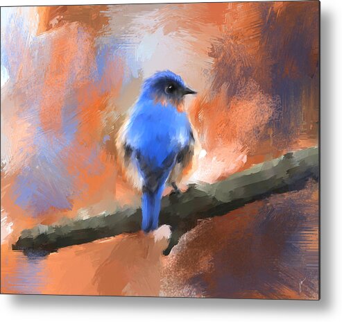 Bird Metal Print featuring the painting My Little Bluebird by Jai Johnson