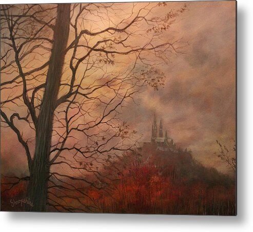 Holy Hill Metal Print featuring the painting October at Holy Hill by Tom Shropshire