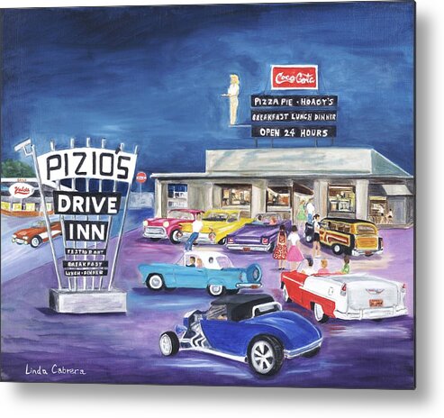 Key West Metal Print featuring the painting Pizio's - Happy Days by Linda Cabrera
