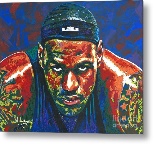 Lebron Metal Print featuring the painting The LeBron Death Stare by Maria Arango
