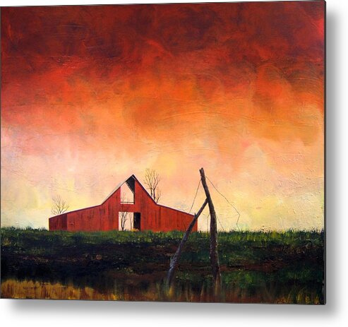 Rural Landscape Metal Print featuring the painting Wired Down by William Renzulli