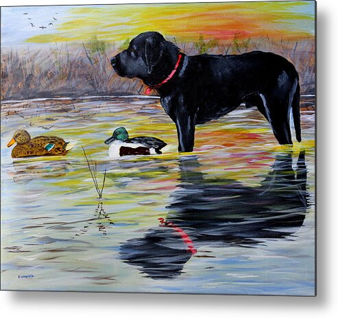 Labrador Retriever Metal Print featuring the painting A Good Morning by Karl Wagner