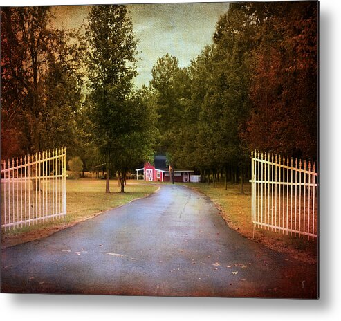Autumn Metal Print featuring the photograph Barn Behind the Gate by Jai Johnson