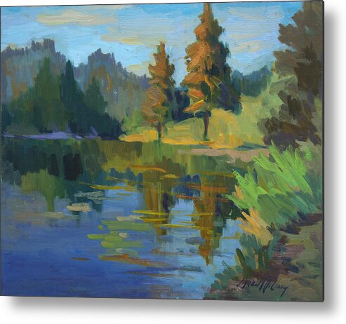 Autumn Metal Print featuring the painting Late Afternoon Light at Harry's Pond by Diane McClary